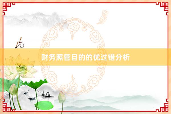财务照管目的的优过错分析